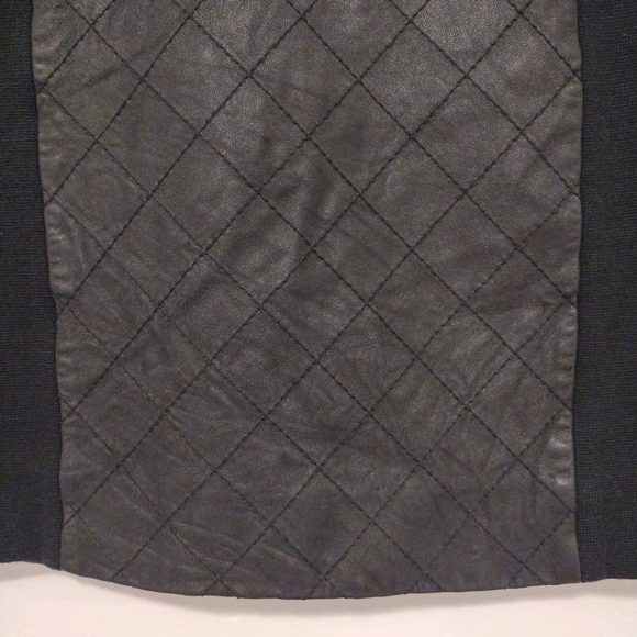 Milly - Lambskin Leather Wool Black Mini Skirt - Picture 6 of 16